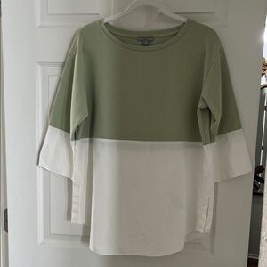 COS Two-Tone Sage Green and White Boxy Tunic